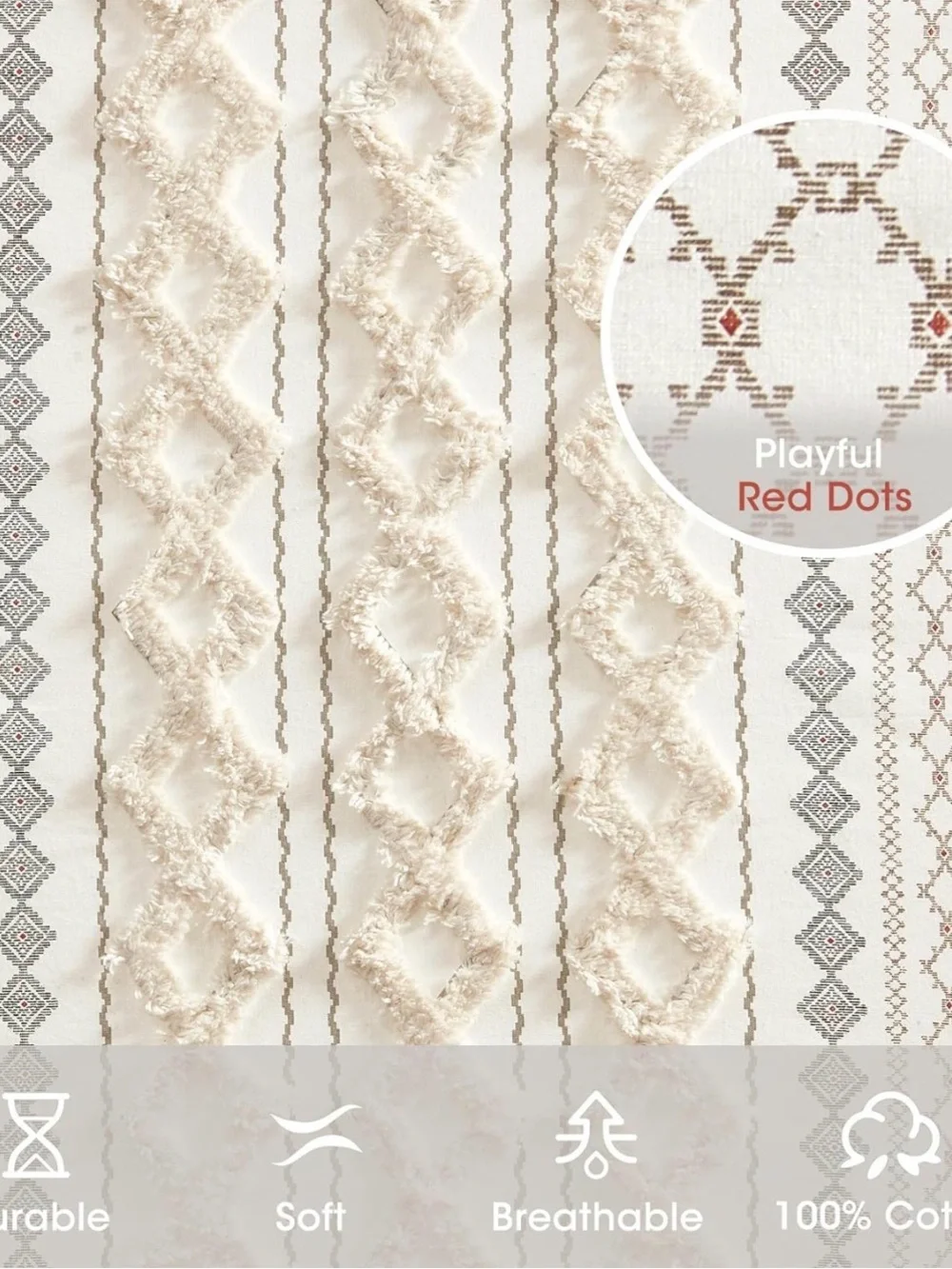 Textured Ivory Panel Curtain with Subtle Stripes